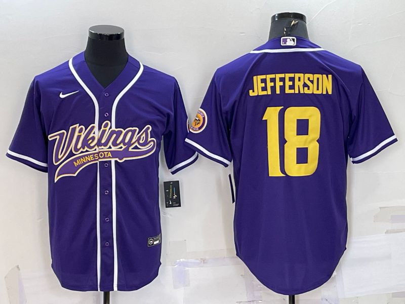 Men Minnesota Vikings #18 Jefferson Purple yellow 2022 Nike Co branded NFL Jersey